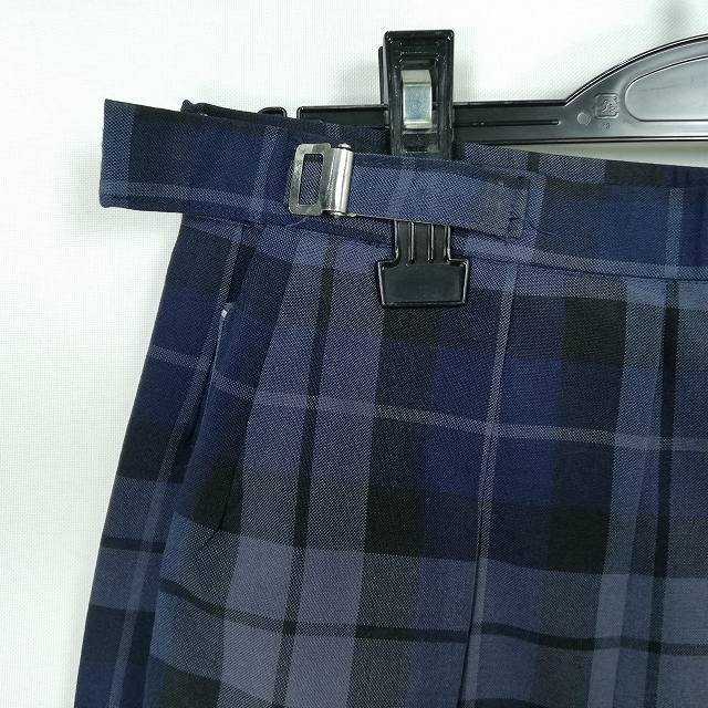 スクールスカート 夏物 w62-丈54 チェック 中学 高校 プリーツ 学生服 制服 女子 中古 HK5939