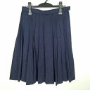 スクールスカート 冬物 w69-丈62 紺 中学 高校 プリーツ 学生服 制服 女子 中古 HK6851