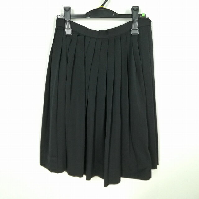 スクールスカート 冬物 w66-丈58 黒 中学 高校 プリーツ 学生服 制服 女子 中古 HK6864
