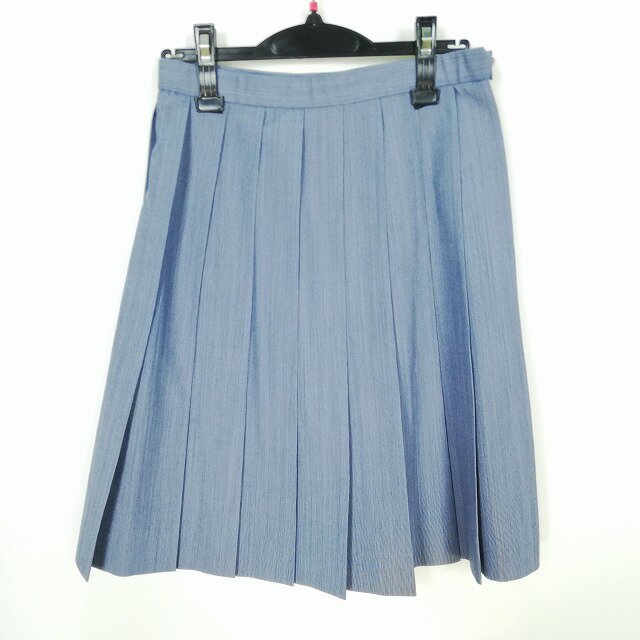 スクールスカート 夏物 w63-丈56 グレー 中学 高校 プリーツ 学生服 制服 女子 中古 HK6866