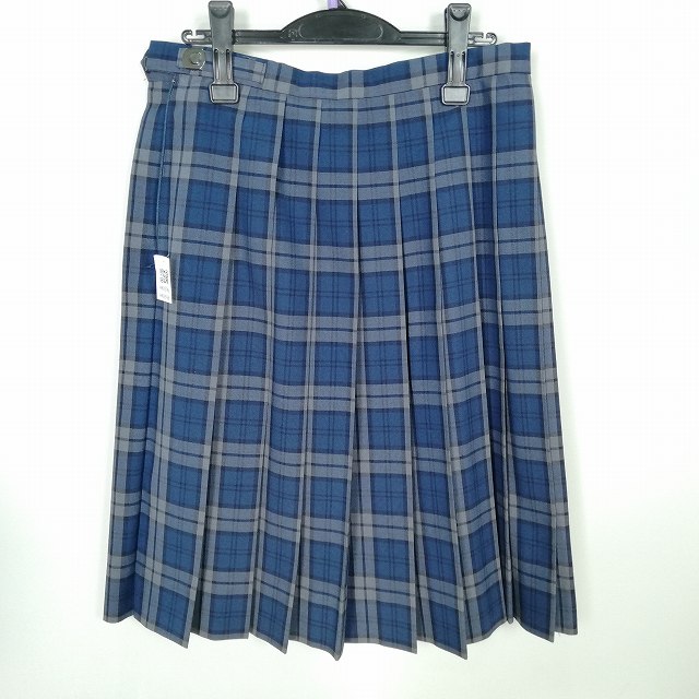 スクールスカート 大きいサイズ 夏物 w75-丈65 チェック 中学 高校 プリーツ 学生服 制服 女子 中古 HK8596