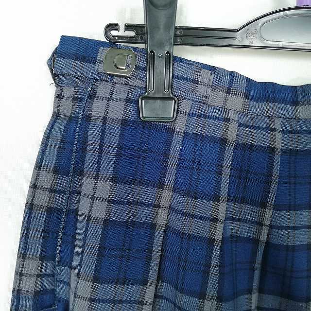 スクールスカート 大きいサイズ 夏物 w75-丈65 チェック 中学 高校 プリーツ 学生服 制服 女子 中古 HK8596