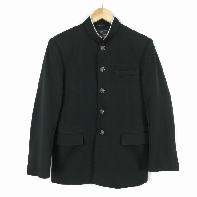 学生服 学ラン 165A 男子 上着 ウール混 ラウンドカラー カシドス 黒 中古 ランクC a3 JJ5686