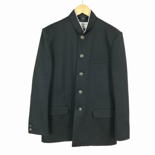 学生服 学ラン 175A 男子 富士ヨット 上着 丸洗い可 標準型学生服 ラウンドカラー カシドス 黒 中古 ランクC a3 JJ6671