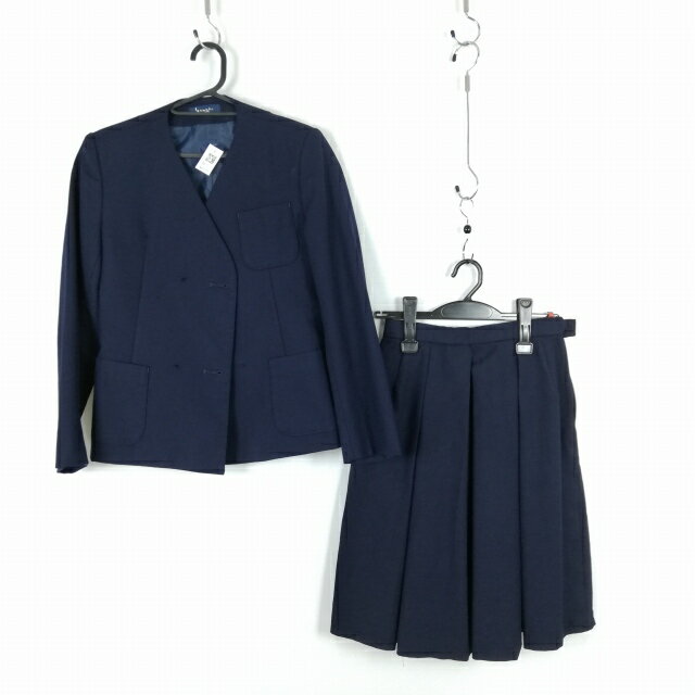 イートン スカート 上下2点セット 冬物 女子 学生服 中学 高校 紺 制服 中古 ランクC NA1556