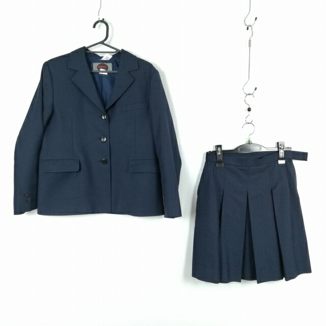 ブレザー スカート 上下2点セット 指定 大きいサイズ 冬物 女子 学生服 中学 高校 紺 制服 中古 ランクC NA4634