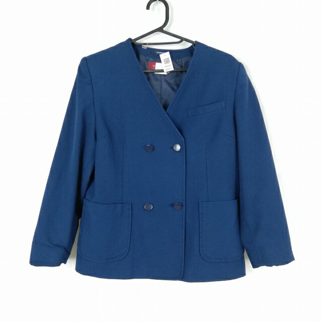 イートン 上着 165A トンボ 冬物 女子 学生服 中学 高校 花紺 制服 中古 ランクC NA4641