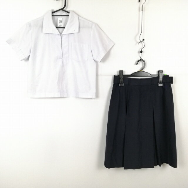 ブラウス スカート 上下2点セット 夏物 女子 学生服 中学 高校 白 制服 中古 ランクC NA4645