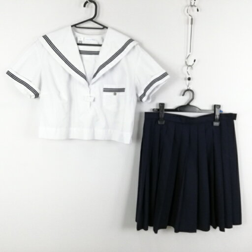 セーラー服 スカート 上下2点セット 大きいサイズ 特大 夏物 青3本線 女子 学生服 中学 高校 白 制服 中古 ランクC EY2620 セーラー服 スカート 上下2点セット 大きいサイズ 特大 夏物 青3本線 女子 学生服 中学 高校 白 制服 中古 ランクC EY2620