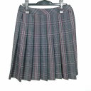 スクールスカート 冬物 w66-丈57 チェック 中学 高校 プリーツ 学生服 制服 女子 中古 HK3941