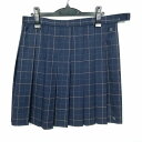 スクールスカート 大きいサイズ 冬物 w75-丈51 チェック 埼玉志木高校 プリーツ 学生服 制服 女子 中古 HK3945