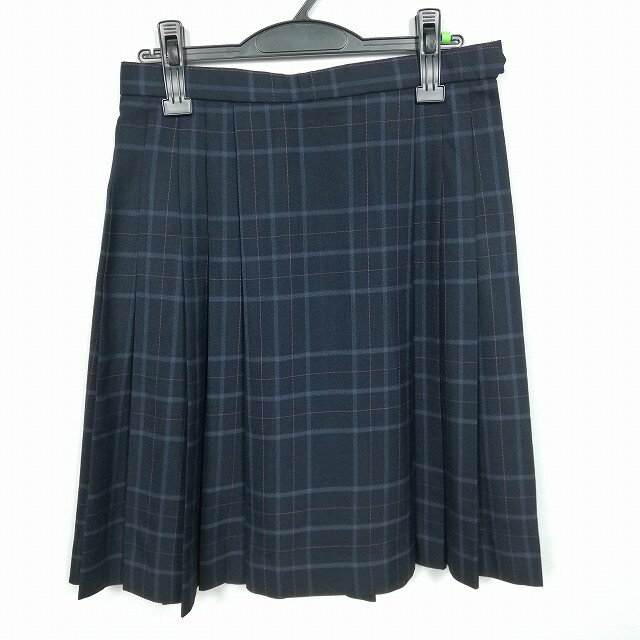 スクールスカート 冬物 w66-丈55 チェック 東京日本大学鶴が丘高校 プリーツ 学生服 制服 女子 中古 HK3948