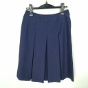 スクールスカート 冬物 w63-丈58 紺 中学 高校 プリーツ 学生服 制服 女子 中古 HK7397