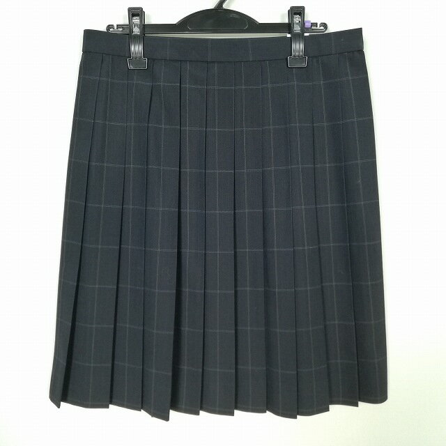 スクールスカート 大きいサイズ 夏物 w75-丈57 チェック 中学 高校 プリーツ 学生服 制服 女子 中古 HK7409