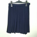 スクールスカート 冬物 w66-丈58 紺 中学 高校 森英恵 プリーツ 学生服 制服 女子 中古 HK8335