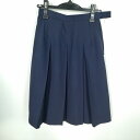 スクールスカート 夏物 w63-丈59 紺 中学 高校 プリーツ 学生服 制服 女子 中古 HK8617