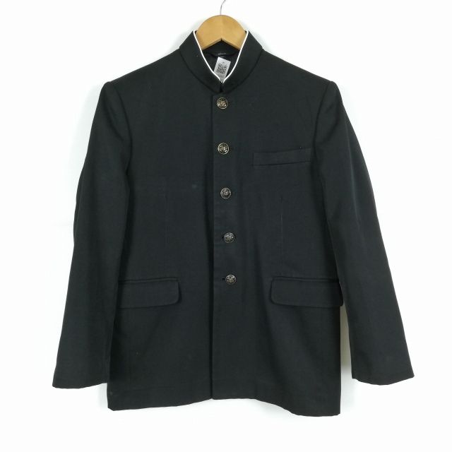 学生服 学ラン 155A 男子 トンボ 上着 ウール混 ラウンドカラー カシドス 黒 中古 ランクC a3 JJ5663