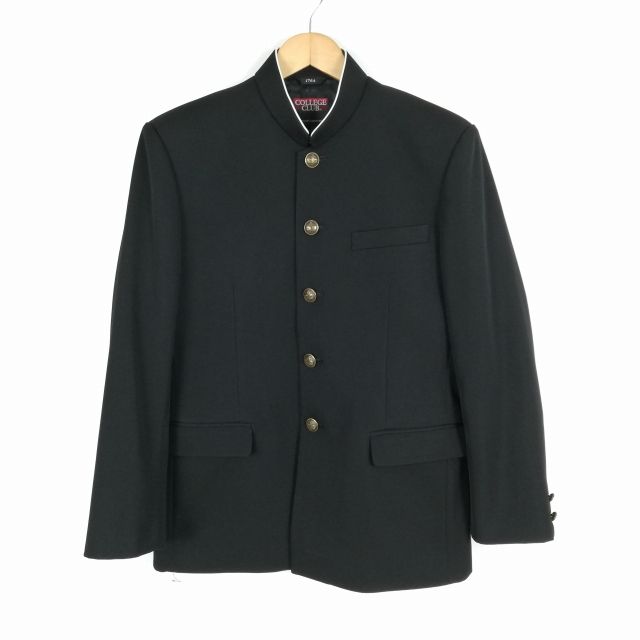 学生服 学ラン 170A 男子 上着 ウール混 ラウンドカラー カシドス 黒 中古 ランクC a3 JJ5677