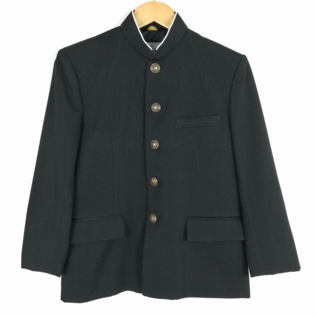 学生服 学ラン 155A 男子 上着 ウール混 標準型学生服 ラウンドカラー カシドス 黒 中古 ランクC a3 JJ5678