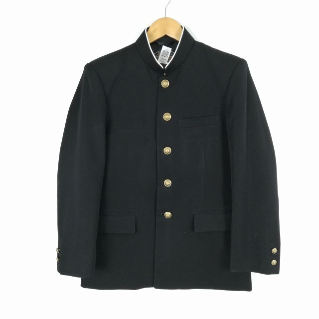 学生服 学ラン 160A 男子 上着 ウール混 標準型学生服 ラウンドカラー カシドス 黒 中古 ランクC a3 JJ5698