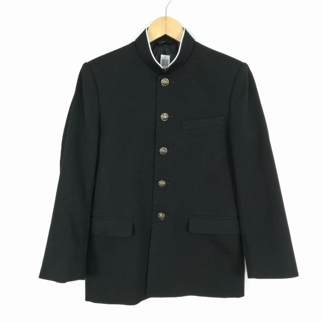 学生服 学ラン 165A 男子 カンコー 上着 ウール混 標準型学生服 ラウンドカラー カシドス 黒 中古 ランクC a3 JJ5700