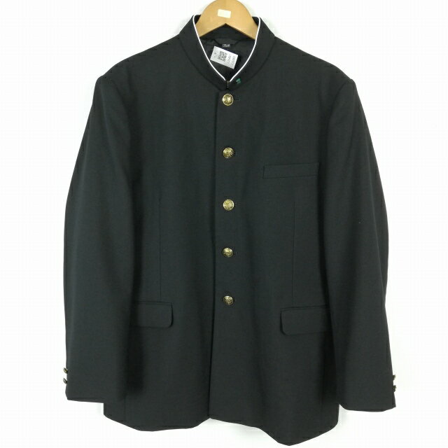 学生服 学ラン 175AB 男子 トンボ 上着 丸洗い可 ウール混 標準型学生服 ラウンドカラー サージ 黒 中古 ランクB a3 JJ6491