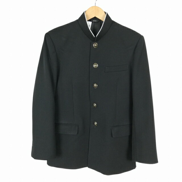 学生服 学ラン 165A 男子 上着 標準型学生服 ラウンドカラー カシドス 黒 中古 ランクC a3 JJ6674