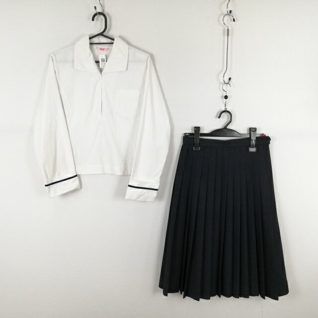 ブラウス スカート 上下2点セット 160A カンコー 中間服 女子 学生服 中学 高校 白 制服 中古 ランクC NA1590