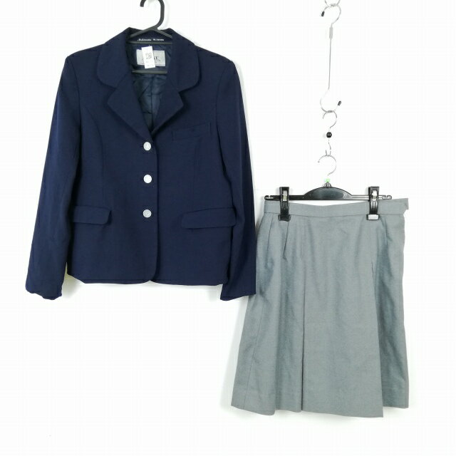 ブレザー スカート 上下2点セット 冬物 女子 学生服 静岡袋井高校 紺 制服 中古 ランクC NA2216