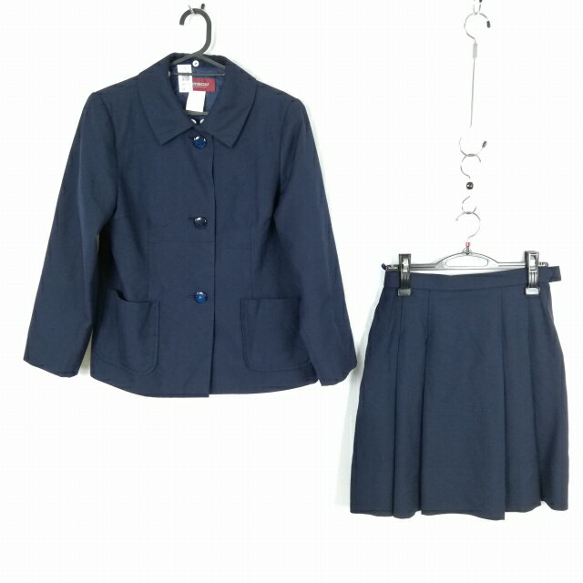ジャケット スカート 上下2点セット トンボ 冬物 女子 学生服 中学 高校 紺 制服 中古 ランクC NA2224