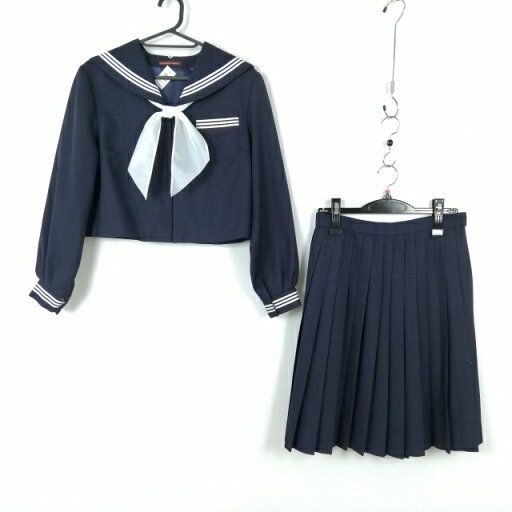 セーラー服 スカート スカーフ 上下3点セット 冬物 白3本線 女子 学生服 中学 高校 紺 ヒロミチナカノ 制服 中古 ランクC NA4030 セーラー服 スカート スカーフ 上下3点セット 冬物 白3本線 女子 学生服 中学 高校 紺 ヒロミチナカノ 制服 中古 ランクC NA4030