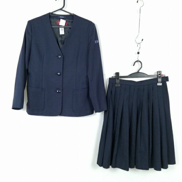 イートン スカート 上下2点セット 160A トンボ 冬物 女子 学生服 鹿児島指宿商業高校 紺 制服 中古 ランクC NA4481