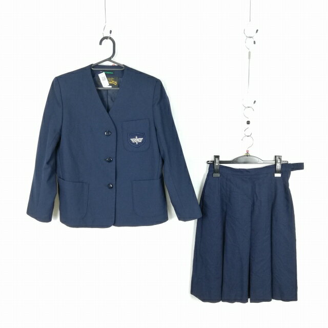 イートン スカート 上下2点セット 160A 冬物 女子 学生服 神奈川弥栄中学 紺 制服 中古 ランクC NA4510