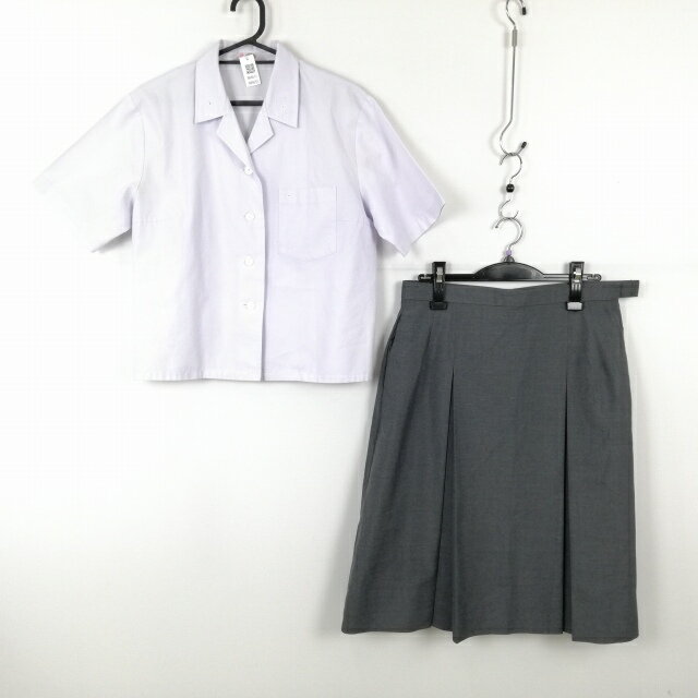 ブラウス スカート 上下2点セット 大きいサイズ 富士ヨット 夏物 女子 学生服 中学 高校 白 制服 中古 ランクC NA4651