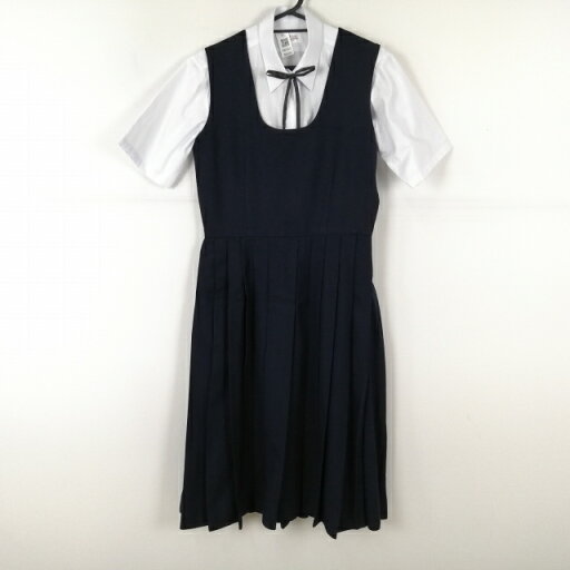 ジャンパースカート 紐タイ バスト90 ウエスト72 冬物 女子 学生服 中学 高校 紺 制服 中古 ランクC NA5493 ジャンパースカート 紐タイ バスト90 ウエスト72 冬物 女子 学生服 中学 高校 紺 制服 中古 ランクC NA5493