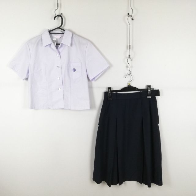 ブラウス スカート 上下2点セット L 夏物 女子 学生服 中学 高校 白 制服 中古 ランクC NA6211