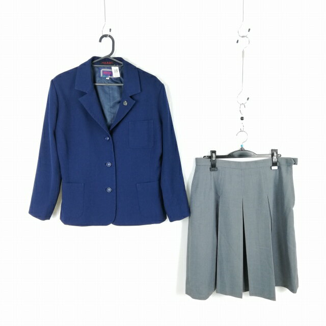 ブレザー スカート 上下2点セット 冬物 女子 学生服 中学 高校 花紺 制服 中古 ランクC NA6929