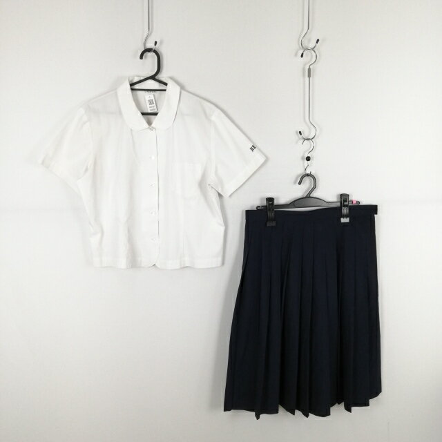 ブラウス スカート 上下2点セット LL 大きいサイズ 特大 夏物 女子 学生服 兵庫県立農業高校 白 制服 中古 ランクC NA6931