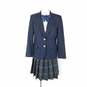 ブレザー チェックスカート リボン 上下4点セット 160A 冬物 女子 学生服 岡山一宮高校 紺 制服 中古 ランクC EY0345