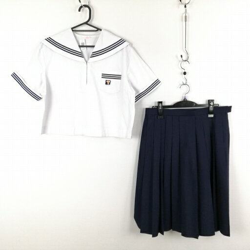 セーラー服 スカート 上下2点セット 大きいサイズ カンコー 夏物 青3本線 女子 学生服 中学 高校 白 制服 中古 ランクC EY2624 セーラー服 スカート 上下2点セット 大きいサイズ カンコー 夏物 青3本線 女子 学生服 中学 高校 白 制服 中古 ランクC EY2624