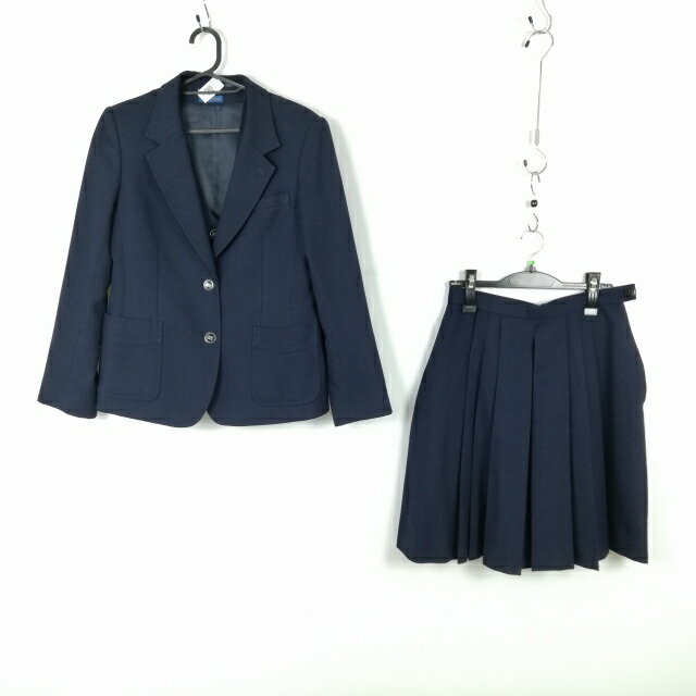 ブレザー ベスト スカート 上下3点セット 指定 冬物 女子 学生服 山梨高校 紺 制服 中古 ランクB EY7024