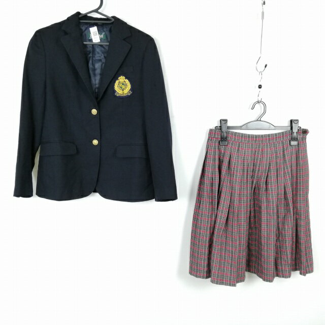 コスプレ ブレザー スカート 上下2点セット 女子 学生服 中学 高校 紺 制服 中古 GM1402