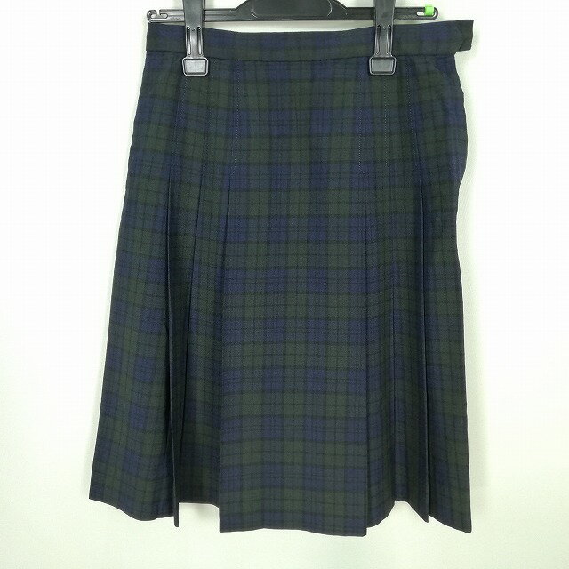スクールスカート 夏物 w66-丈58 チェック 大阪天王中学 プリーツ 学生服 制服 女子 中古 HK0363