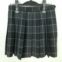 スクールスカート 夏物 w66-丈40 チェック 中学 高校 ミニ丈 プリーツ 学生服 制服 女子 中古 HK0364