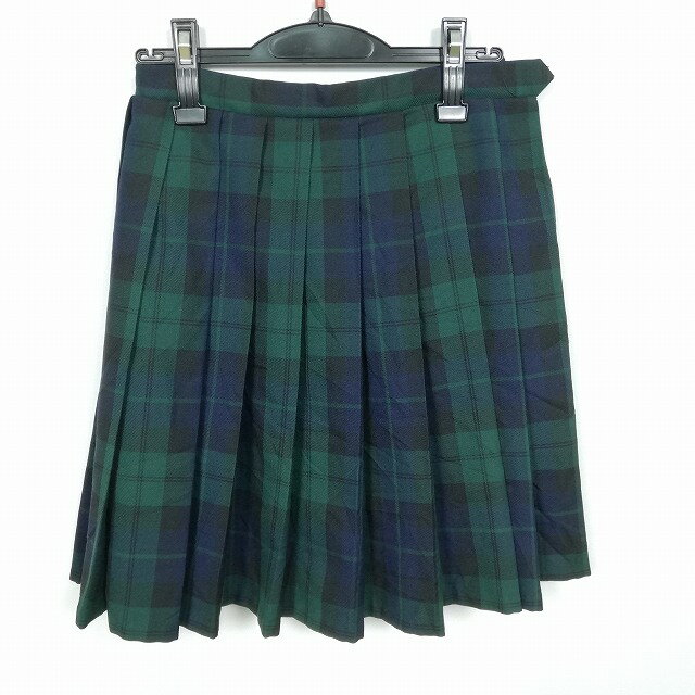 スクールスカート 冬物 w60-丈51 チェック 中学 高校 プリーツ 学生服 制服 女子 中古 HK3967