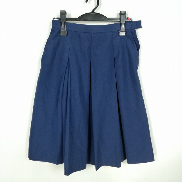 スクールスカート 夏物 w63-丈58 花紺 中学 高校 プリーツ 学生服 制服 女子 中古 HK5927