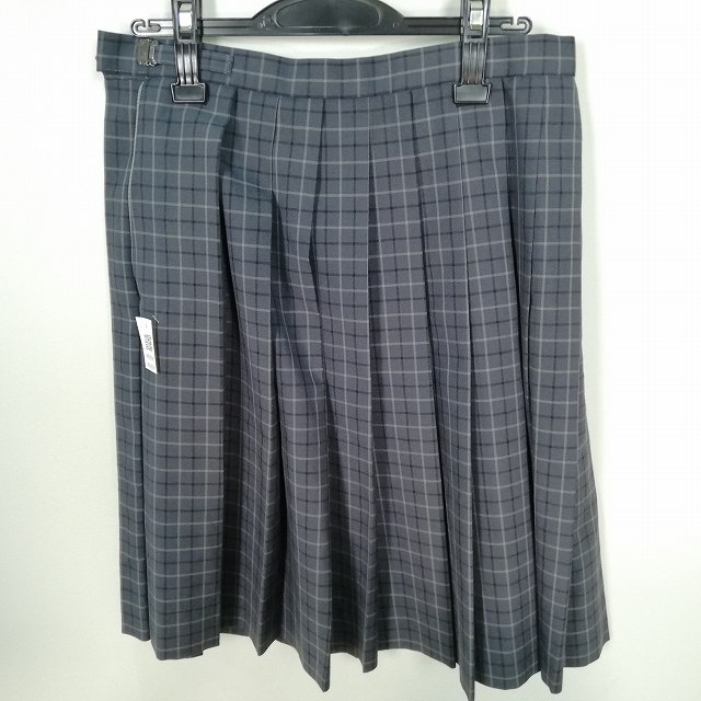 スクールスカート 大きいサイズ 夏物 w72-丈57 チェック 中学 高校 プリーツ 学生服 制服 女子 中古 HK6006