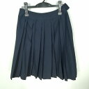 スクールスカート 冬物 w63-丈58 紺 中学 高校 プリーツ 学生服 制服 女子 中古 HK8341