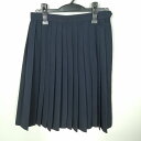 スクールスカート 夏物 w66-丈60 紺 中学 高校 プリーツ 学生服 制服 女子 中古 HK8353