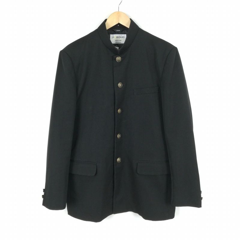 学生服 学ラン 175A 男子 富士ヨット 上着 ウール混 標準型学生服 詰襟 カシドス 黒 中古 ランクC a3 JJ5652